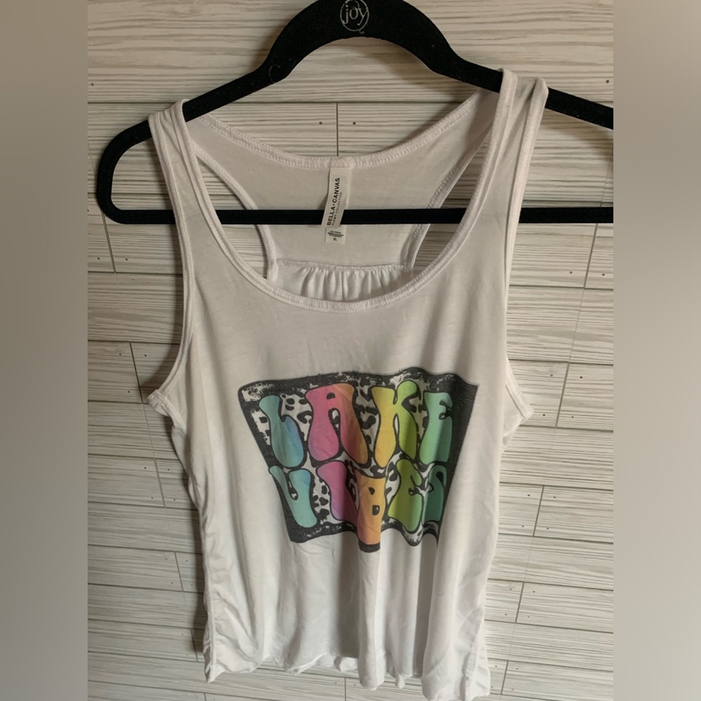Bella canvas Lake Vibes White Graphic Tank Top